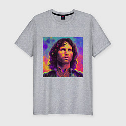 Футболка slim-fit Jim Morrison Strange colors Art, цвет: меланж