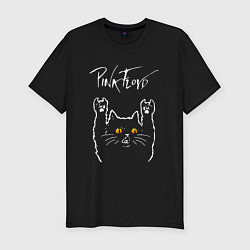 Футболка slim-fit Pink Floyd rock cat, цвет: черный