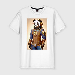 Футболка slim-fit Cool panda - steampunk - neural network, цвет: белый