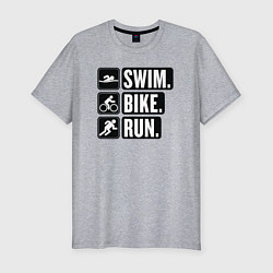 Футболка slim-fit Swim bike run, цвет: меланж