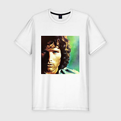 Мужская slim-футболка Jim Morrison One eye Digital Art