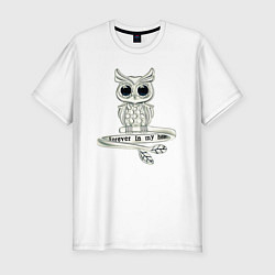 Мужская slim-футболка Серебряная сова на кольце