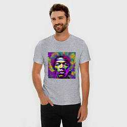 Футболка slim-fit Jimi Hendrix in color Glitch Art, цвет: меланж — фото 2