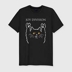 Мужская slim-футболка Joy Division rock cat