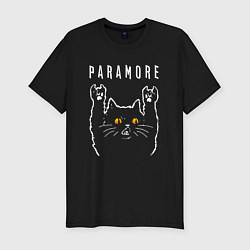 Мужская slim-футболка Paramore rock cat