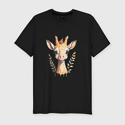 Мужская slim-футболка Милый жираф
