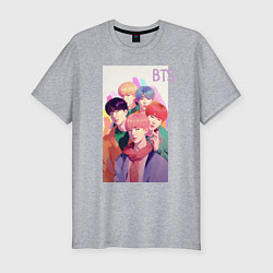 Футболка slim-fit Kpop BTS art, цвет: меланж