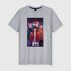 Футболка slim-fit Kpop BTS art style, цвет: меланж