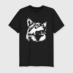 Футболка slim-fit Голова волка Wolf head, цвет: черный