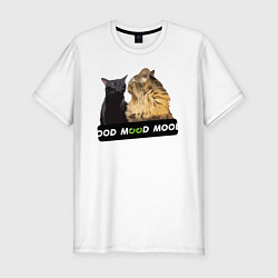 Мужская slim-футболка Черный и рыжий кот - Mood