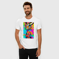 Футболка slim-fit Rabbit and hare - impressionism, цвет: белый — фото 2