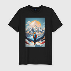 Мужская slim-футболка Альпинист в Горах