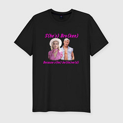 Футболка slim-fit Барби: she broken because she believed, цвет: черный