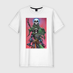 Футболка slim-fit Warrior of darkness - skull, цвет: белый