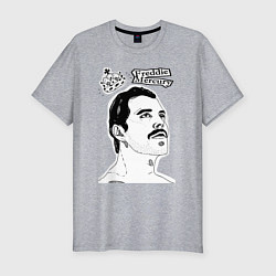 Футболка slim-fit Freddie Mercury head, цвет: меланж