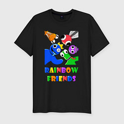 Футболка slim-fit Rainbow Friends персонажи, цвет: черный