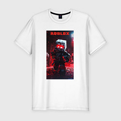 Футболка slim-fit Roblox red style, цвет: белый