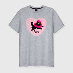 Мужская slim-футболка Котик с сердечком - весы