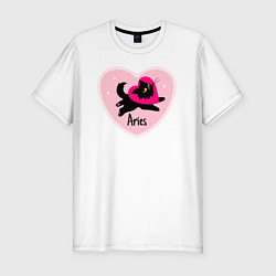 Мужская slim-футболка Котик с сердечком - весы