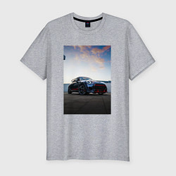 Футболка slim-fit Авто на фоне неба, цвет: меланж