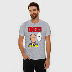 Футболка slim-fit Saitama - one punch man, цвет: меланж — фото 2