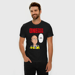 Футболка slim-fit Saitama - one punch man, цвет: черный — фото 2