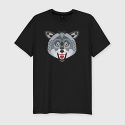 Футболка slim-fit Серый волчара, цвет: черный