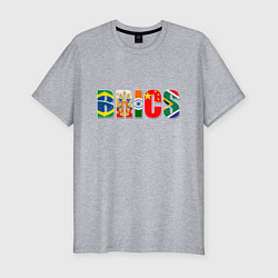 Футболка slim-fit Надпись: BRICS, цвет: меланж
