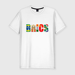 Футболка slim-fit Надпись: BRICS, цвет: белый