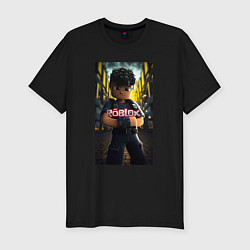 Футболка slim-fit Roblox man and logo, цвет: черный