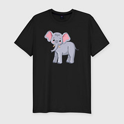 Футболка slim-fit Сute elephant, цвет: черный