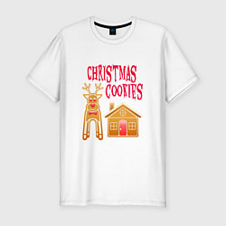 Футболка slim-fit Рождественское печенье, цвет: белый