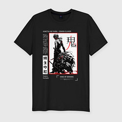 Футболка slim-fit Танджиро взрослый - Клинок демонов, цвет: черный