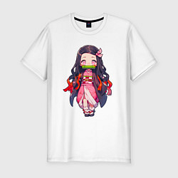 Футболка slim-fit Чиби Незуко - Клинок демонов, цвет: белый