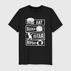 Футболка slim-fit Eat sleep guitar, цвет: черный