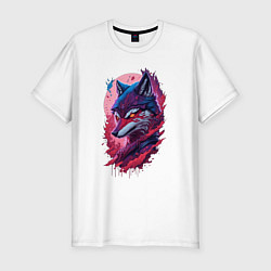 Футболка slim-fit Воин Лис - аниме персонаж, цвет: белый