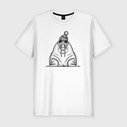 Футболка slim-fit Морж хипстер, цвет: белый
