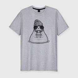 Футболка slim-fit Морж в панаме, цвет: меланж