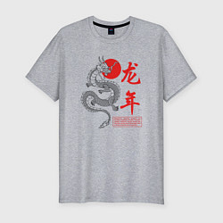 Футболка slim-fit Year of the dragon, цвет: меланж