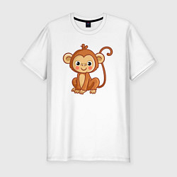Футболка slim-fit Милая мартышка, цвет: белый