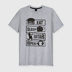 Футболка slim-fit Eat sleep guitar repeat, цвет: меланж