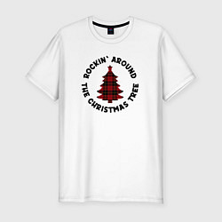 Мужская slim-футболка Rocking around the christmas tree