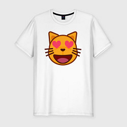 Футболка slim-fit Оранжевый котик влюблён, цвет: белый