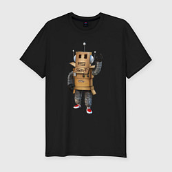 Футболка slim-fit Roblox робот машет, цвет: черный