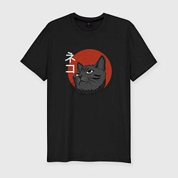 Футболка slim-fit Китайский кот, цвет: черный