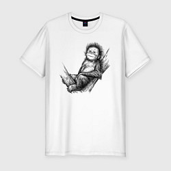 Мужская slim-футболка Гиббон малыш на дереве
