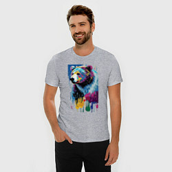 Футболка slim-fit Color bear - painting - neural network, цвет: меланж — фото 2