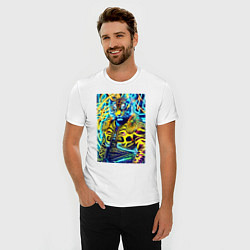 Футболка slim-fit Neon tiger - pop art - neural network, цвет: белый — фото 2