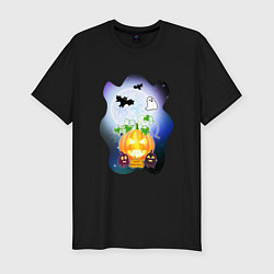Футболка slim-fit Ночь на halloween, цвет: черный