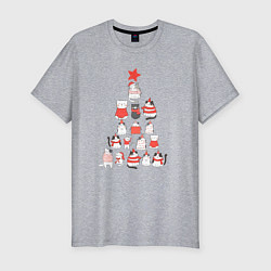 Футболка slim-fit Ёлка из котиков, цвет: меланж
